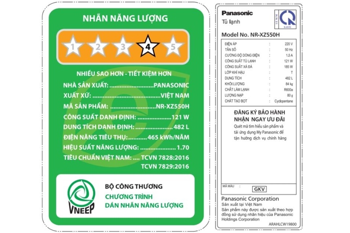 Tủ lạnh âm tường Panasonic Inverter 482 lít Multi Door NR-XZ550HGKV